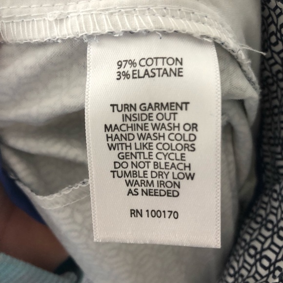 Kenar Womens Size 8 Capri Ankle Crop Pants Blue Geometric Print Career Work - Picture 7 of 9